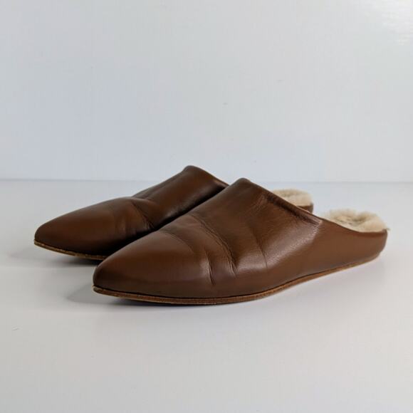 Coclico Dia Mule Shearling Slides 38 Brown Leather Quiet Luxury Cozy Chic - Picture 13 of 13